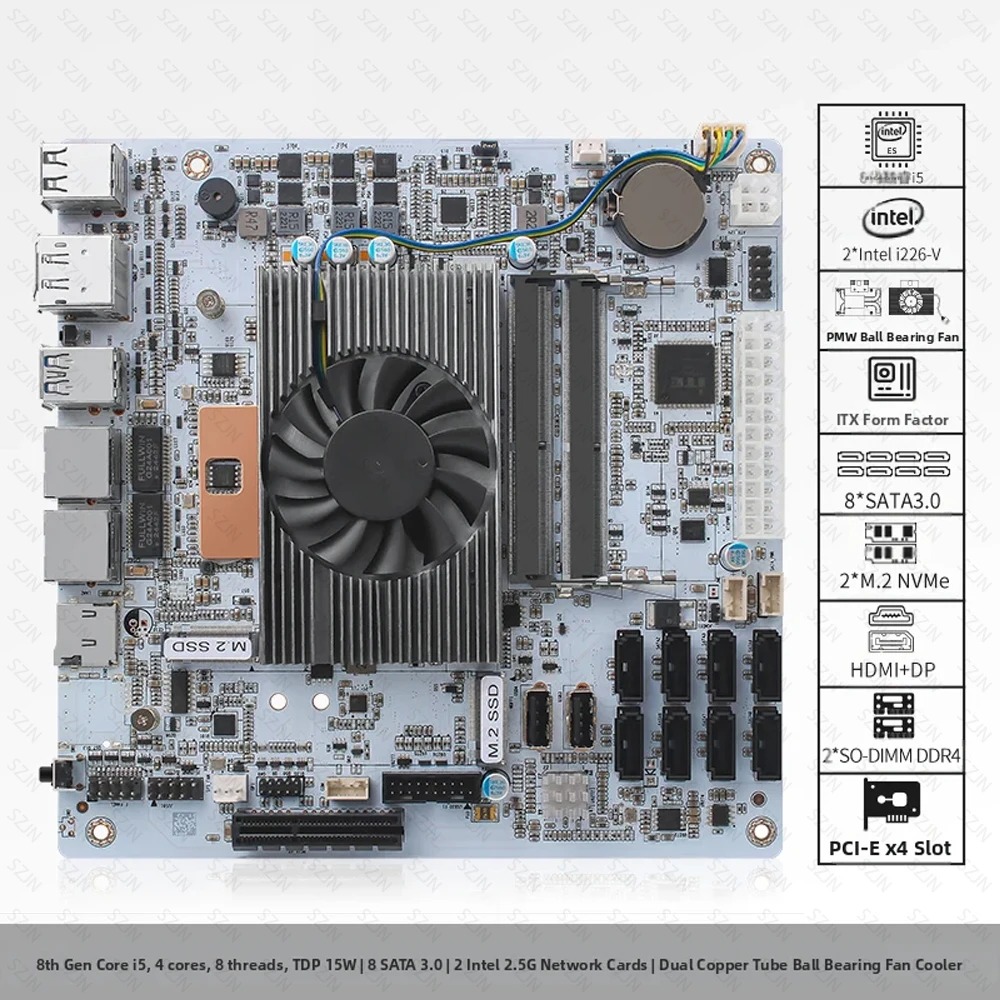 I5-8265U ES 8 SATA NAS 메인보드 2  - Mini Itx Dual 2.5G Nas Motherboard 리뷰 및 가격
