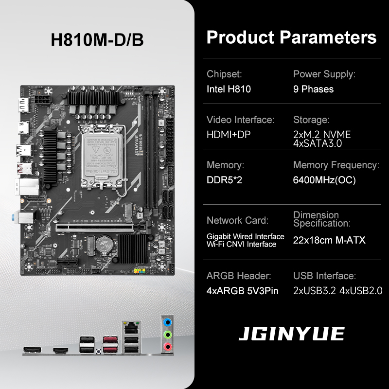 JGINYUE H810M-D/B M-ATX 게이밍 PC - Lga1851 Gaming Motherboard 리뷰 및 가격