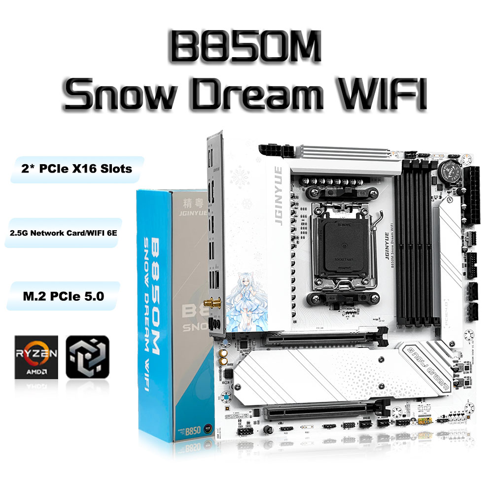 JGINYUE B850M 스노우 드림 와이파이 게이밍  - Am5 Micro Atx Pcie 5.0 Motherboard 리뷰 및 가격